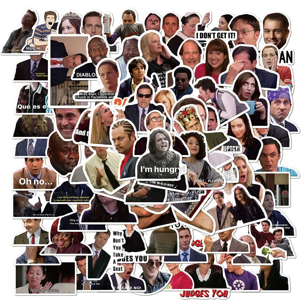 50 OR 100 STICKERS OF ICONIC TV MOMENTS & MEME MAYHEM