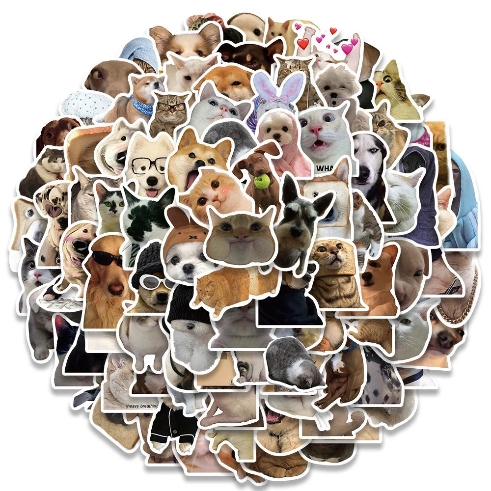 2024 MOST POPULAR CATS & DOGS MEME STICKERS - 50 OR 100 PCS